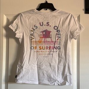 Vans White Tee with Rainbow Gradient Surf Graphic